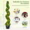 Artificial Boxwood Spiral Topiary Tree Set with Pre-Lit 100 LED Lights